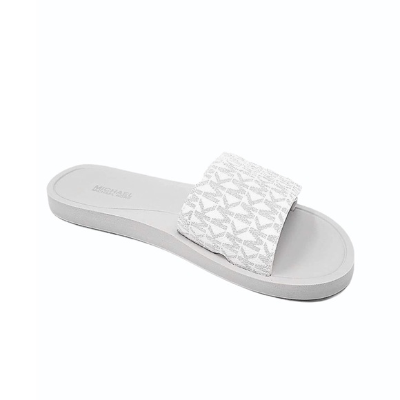 New MICHAEL KORS Women’s Logo White Slide Sandals - Picture 4 of 4